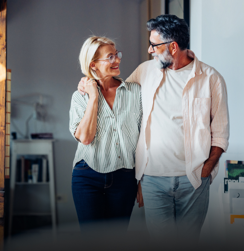 Older couple walking together