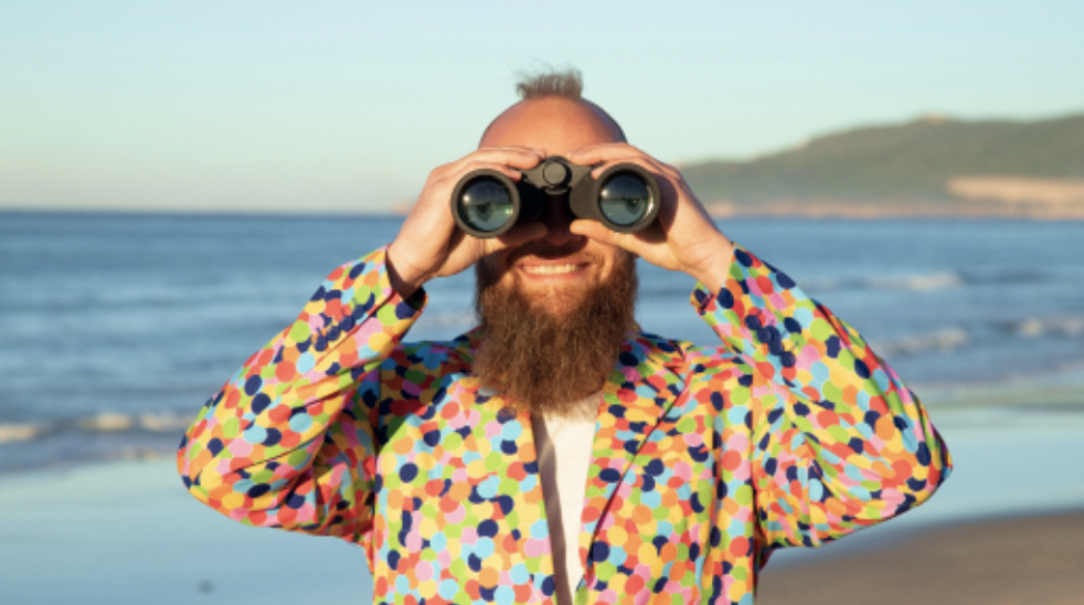 Man with binoculars